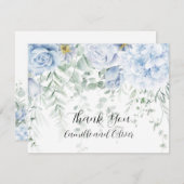 Blass Blau und Weiße Rosen Blüte Danke Karte (Vorne/Hinten)