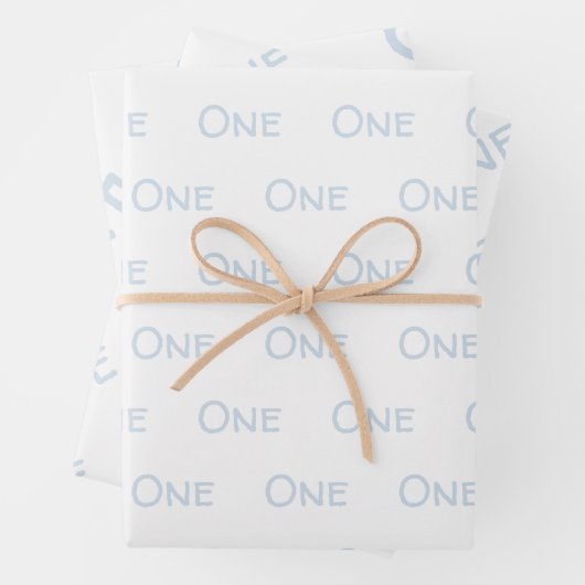 Blass blau weiß ein Jahr alt Geschenkpapier Set (Beispiel)