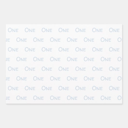 Blass blau weiß ein Jahr alt Geschenkpapier Set (Vorderseite)