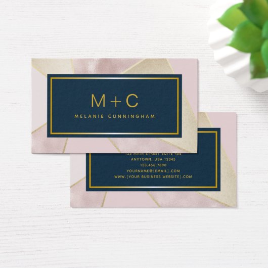 Blass Blue Color Block Monogram Business Card (Schreibtisch)