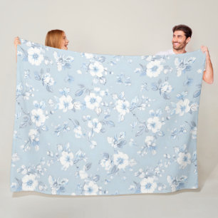 Blass Blue Country Stil Blumenmuster Fleecedecke