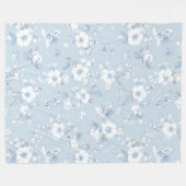 Blass Blue Country Stil Blumenmuster Fleecedecke (Vorderseite (Horizontal))