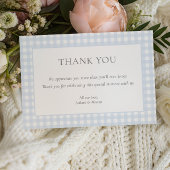 Blass Blue Gingham Classic Boys Baby Shower Dankeskarte