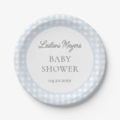 Blass Blue Gingham Classic Boys Baby Shower Pappteller (Vorderseite)