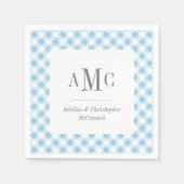 Blass Blue Gingham Monogram und Name Serviette (Vorderseite)