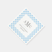 Blass Blue Gingham Monogram und Name Serviette (Ecke)
