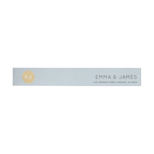 Blass Blue Gold Monogram Wedding Wraparound Label (Person)