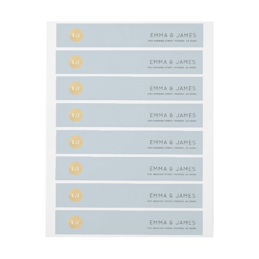 Blass Blue Gold Monogram Wedding Wraparound Label (Bogen)