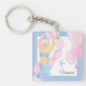 Blass Blue & Pink Mermaid Party Adventure Schlüsse Schlüsselanhänger (Vorderseite)