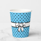 Blass Blue Polka Dot White Bow Personalisiert Pappbecher (Rückseite)