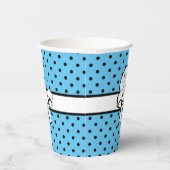 Blass Blue Polka Dot White Bow Personalisiert Pappbecher (Rechts)