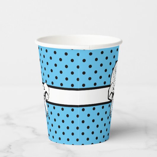 Blass Blue Polka Dot White Bow Personalisiert Pappbecher (Rechts)