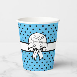Blass Blue Polka Dot White Bow Personalisiert Pappbecher
