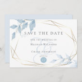Blass Dusty Blue Delicate Foliate Save The Date (Vorne/Hinten)