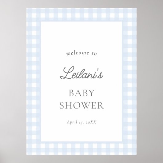 Blass Gingham Classic Baby Boy Begrüßungszeichen Poster (Vorne)