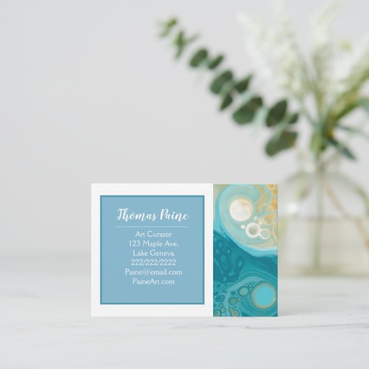 Blass, Gold, Aquamarin, türkisfarbener Marmor Kuns Visitenkarte (Stehend Vorderseite)