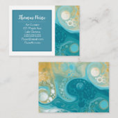 Blass, Gold, Aquamarin, türkisfarbener Marmor Kuns Visitenkarte (Vorne/Hinten)