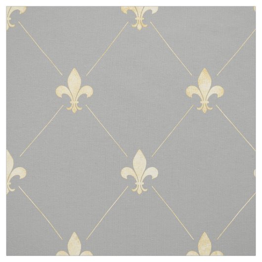 Blass Gold Fleur-de-Lis (groß) Grau Stoff (Muster)