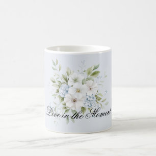 Blass Himmelblau Weiße Blüten Kaffeetasse