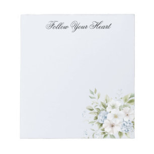 Blass Himmelblau Weiße Blüten Notizblock