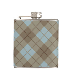 Blaß Kariert in Blau und Braun Flachmann