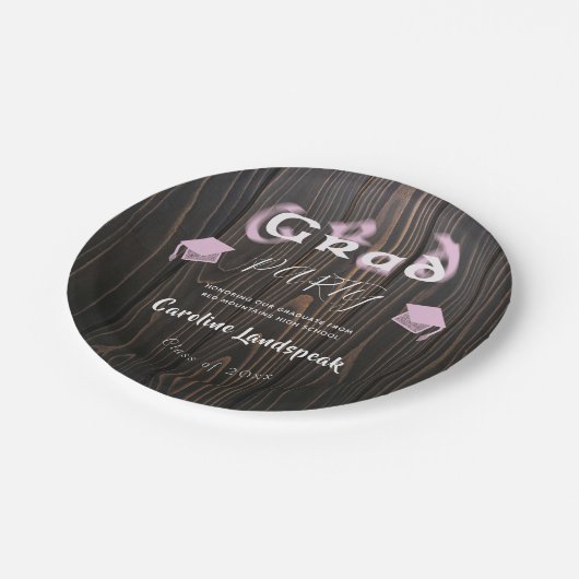 Blass Pink Blurred Typografy Graduation Party Pappteller (Schrägansicht)