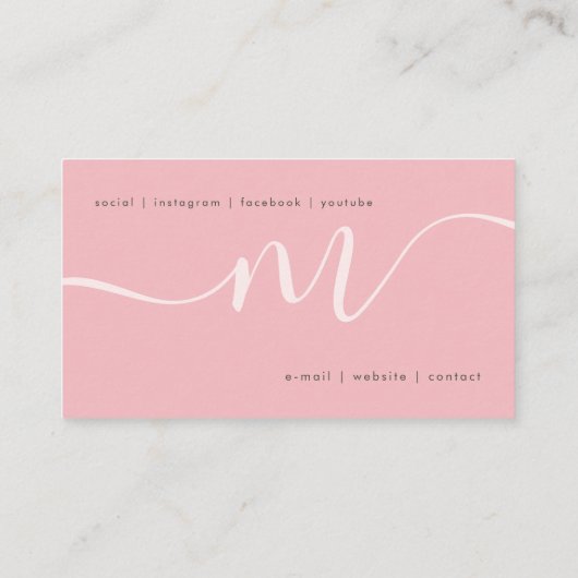 Blass Pink Blush Minimales Monogram Script Visitenkarte (Rückseite)