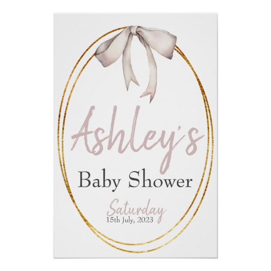 Blass Pink Bow Baby Dusche Empfang Poster (Vorderseite)