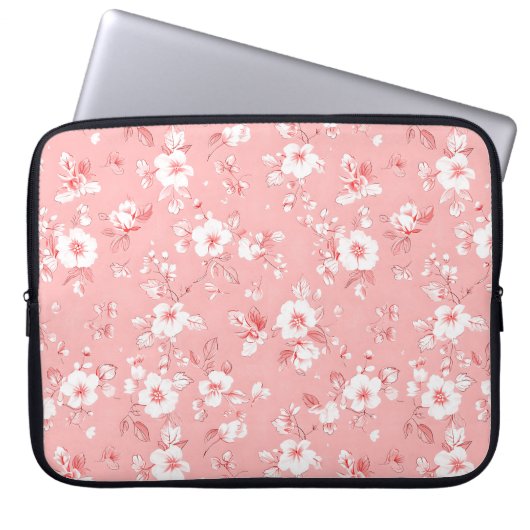 Blass Pink Country Stil Blumenmuster Laptopschutzhülle (Vorderseite)