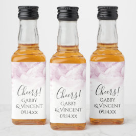 Blass Pink Hydrangea Blume Wasserfarbenhochzeit Alkoholflaschenetikett