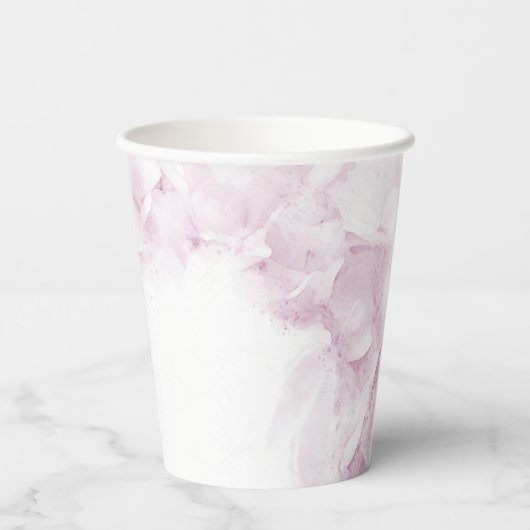 Blass Pink Hydrangea Blume Wasserfarbenhochzeit Pappbecher (Rückseite)