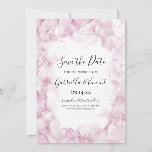 Blass Pink Hydrangea Blume Wasserfarbenhochzeit Save The Date (Vorderseite)
