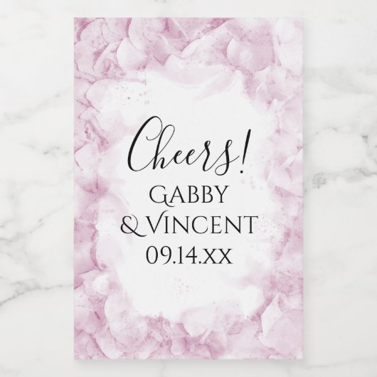 Blass Pink Hydrangea Blume Wasserfarbenhochzeit Weinetikett (Einzelnes Label)