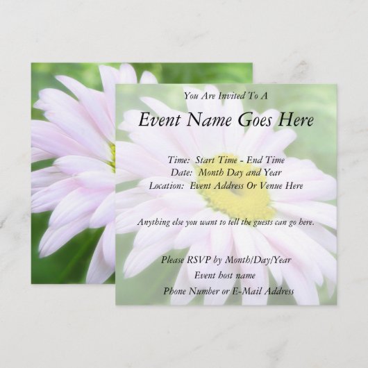 Blass Pink Painted Daisy Einladung (Vorne/Hinten)