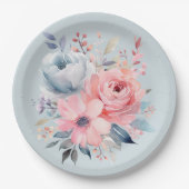 Blass Pink Peonies Bloral Bouquet Dusche Pappteller (Vorderseite)