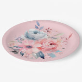 Blass Pink Peonies Floral Bouquet Dusche Pappteller (Schrägansicht)