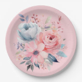 Blass Pink Peonies Floral Bouquet Dusche Pappteller (Vorderseite)