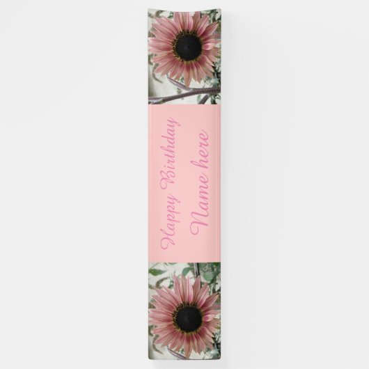 Blass Pink Sonnenblume Personalisiert Geburtstag Banner (Vertikal)