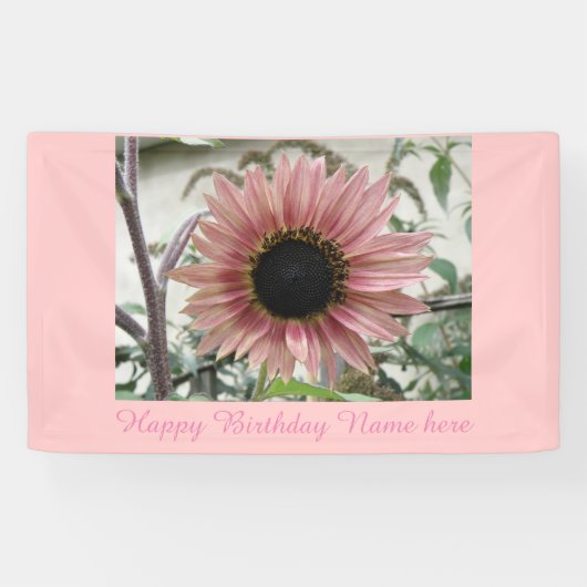 Blass Pink Sonnenblume Personalisiert Geburtstag Banner (Horizontal)