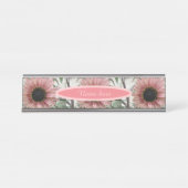 Blass Pink Sonnenblume Personalisiert Schreibtischnamensplakette (Vorderseite )