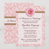 Blass Pink und Braun Daisy Babydusche Einladung (Vorne/Hinten)