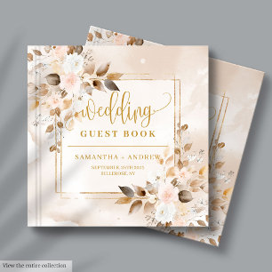 Blass Pink und Gold Herbst Bouquet Hochzeitsbuch Gästebuch