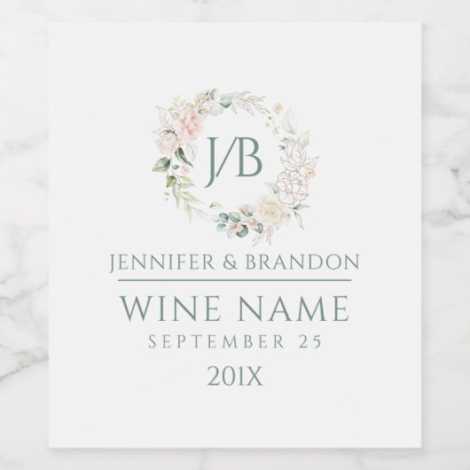 Blass-Rosa-Blumenzeremonie Weinetikett (Einzelnes Label)