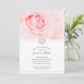 Blass Rosa Blütenbraun Dusche Einladungen (Stehend Vorderseite)