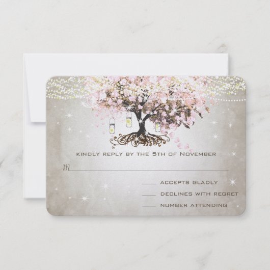 Blass rosa Herzleaf Wedding RSVP Karte (Vorderseite)
