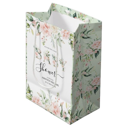 Blass Roses Blumenbriefe Kinderdusche Mittlere Geschenktüte (Vorderseite Schrägansicht)