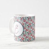 Blass rotes Blumenmuster Kaffeetasse (Vorderseite Links)