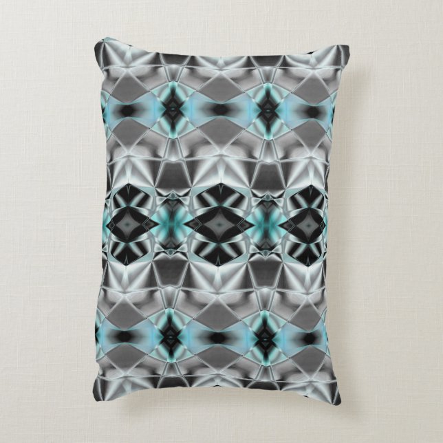 Blass-Silber-Blau-Beziehung im virtuellen Stil Dekokissen (Rückseite(Vertikal))