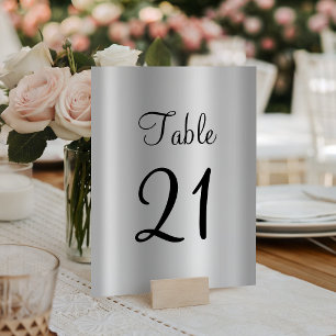 Blass Silber Satin Ombre Faux Folie Tischnummer