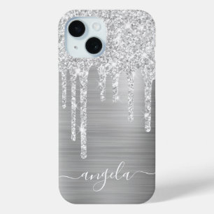 Blaß silberner Glitter-Tropfen Glam-Signatur Case-Mate iPhone Hülle